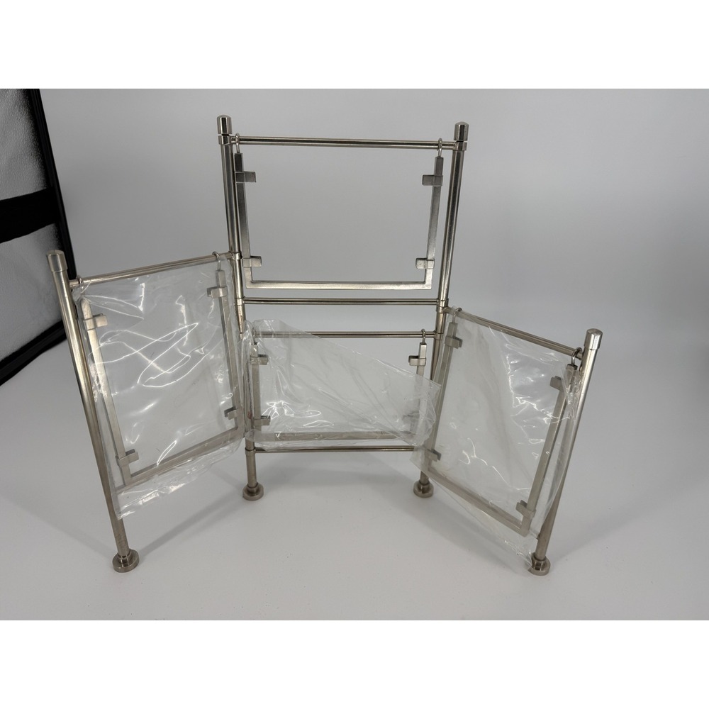 Pottery Barn Silver Tone Folding Multi Photo Frame 4 Opening‎ 4x6 Collage